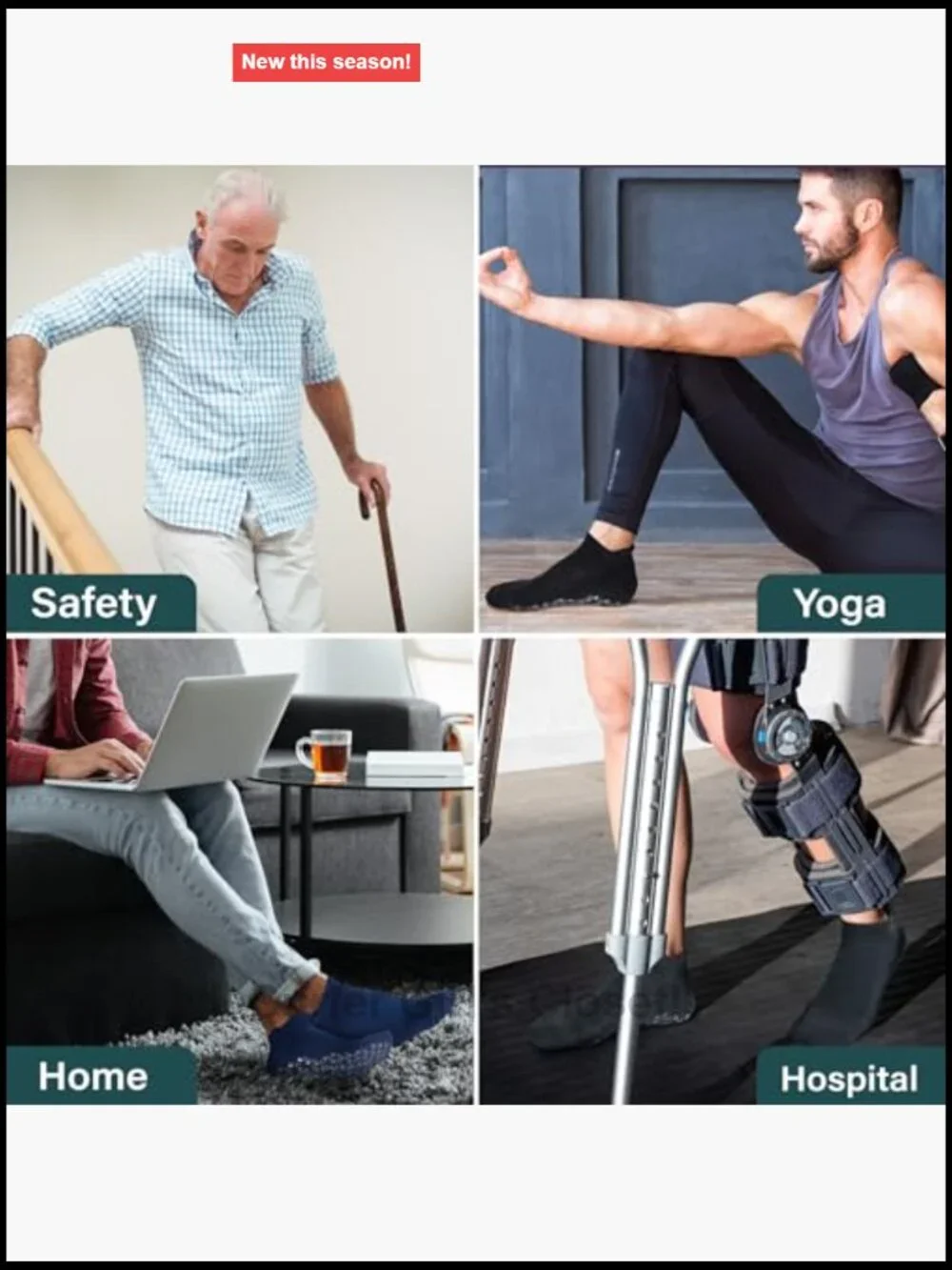 Men's Non-Slip Yoga Socks with Grips for Pilates Barre Fitness